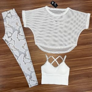 ست ورزشی لگ و کراپ توری و نیمتنه ورزشی کد 3661